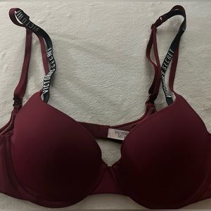 NWOT Victoria's Secret Burgundy Demi Bra with Double Strap Logo